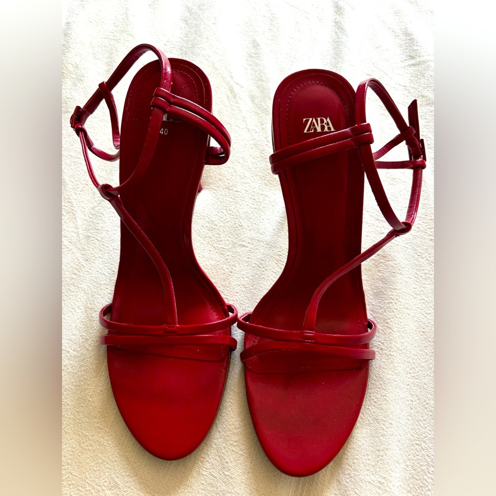 Zara Women's Bold Red Heeled Sandals
